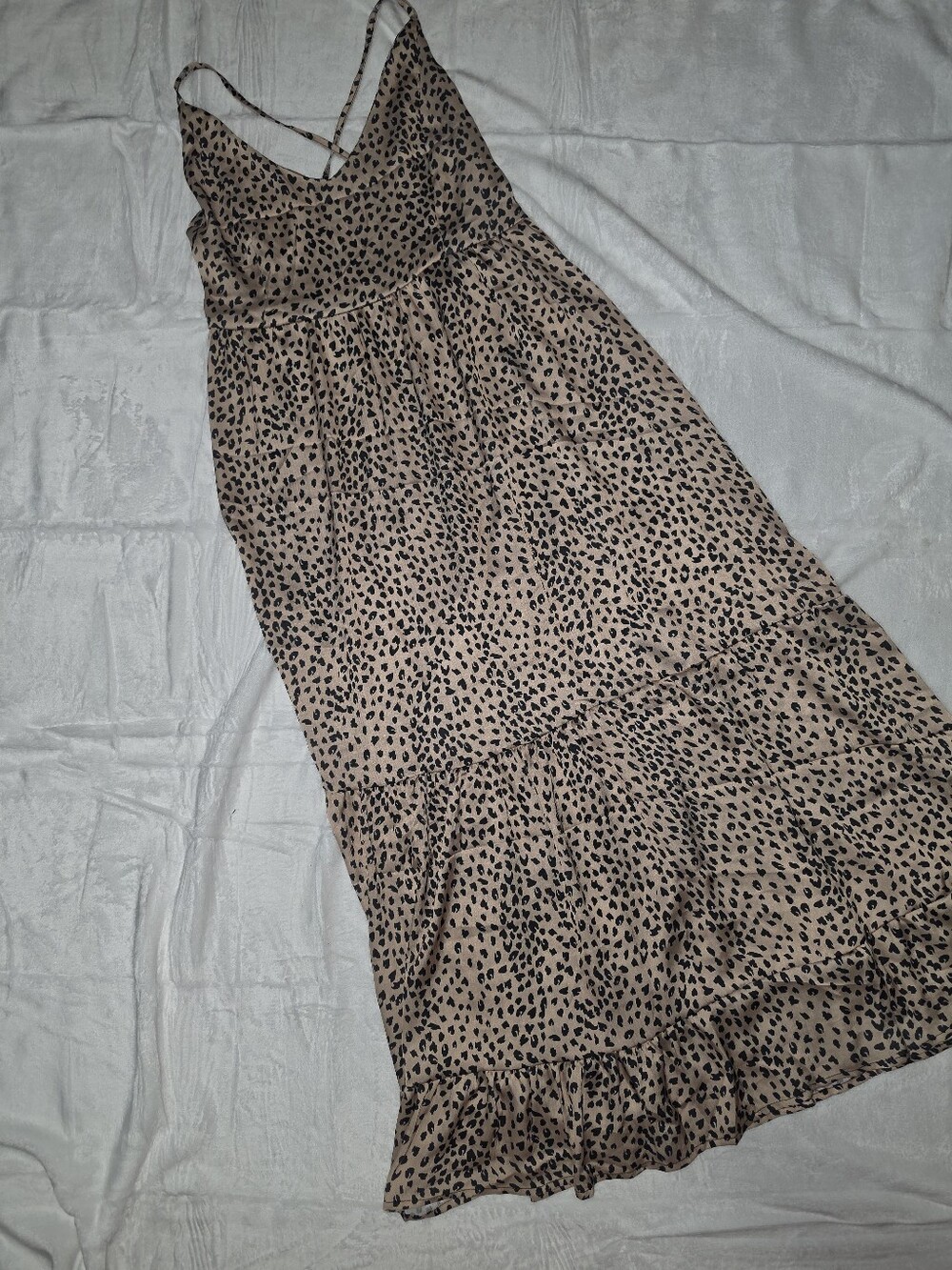 SHEIN Tan and Black Spotted Backless Cami Dress